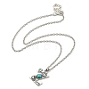 Letter A~Z Antique Silver Plated Alloy with Synthetic Turquoise Pendant Necklaces NJEW-G080-01Z-3