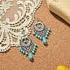 Synthetic Turquoise Beaded Long Drop Earrings EJEW-JE05389-02-3