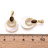 Natural Tiger Eye with White Shell Pendants KK-N287-11G-02-3