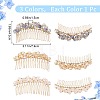 3Pcs 3 Colors Fashionable Glass & Brass Hair Combs OHAR-CP0001-03-2