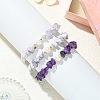 3Pcs 3 Styles Natural Mixed Gemstone Chip & Cultured Freshwater Pearl Beaded Stretch Bracelets Set for Women BJEW-JB13762-03-2