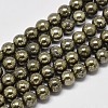 Natural Pyrite Round Beads Strands G-F197-10-6mm-2