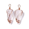 Natural Quartz Crystal Copper Wire Wrapped Big Pendants G-B073-02RG-04-1