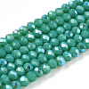 Electroplate Opaque Solid Color Glass Beads Strands EGLA-A034-P1mm-L25-1