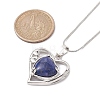 Heart Shaped & Hollow Out Natural Gemstone Pendant Necklaces NJEW-JN04594-3