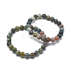 Natural Indian Agate Bead Stretch Bracelets X-BJEW-K212-A-010-1