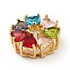 Rack Plating Brass Micro Pave Colorful Cubic Zirconia Slide Charms ZIRC-F129-52G-3