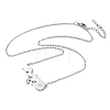 304 Stainless Steel Enamel White Daisy Flower and Heart Pendant Cable Chain Necklaces for Women NJEW-K309-01P-4