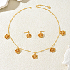 Brass Flower Pendant Necklace & Stud Earrings Set for Women BA0764-5