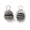 Iron Spiral Cage Natural Lava Rock Pendants PALLOY-JF05552-1