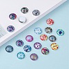 Printed Glass Flat Round Cabochons GGLA-N004-12mm-G-WH-6