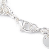304 Stainless Steel Flat Round Charm Bracelets with Cable Chains for Women BJEW-G669-25S-5