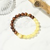 Natural African Padauk Wood & Golden Silk Jade Beaded Stretch Bracelets for Women BJEW-JB14100-01-1