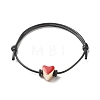 Heart Acrylic Enamel Beads Adjustable Cord Bracelet for Teen Girl Women BJEW-JB07049-4