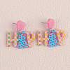 Easter Acrylic Glitter Powder Dangle Stud Earrings FS-WG58748-07-1
