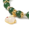 Natural Gemstone Beaded Stretch Bracelet with Glass Rabbit Charms for Women BJEW-JB09093-5