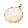 Rack Plating Carved Natural White Shell Pendants SH-CBA69D1-03G-02-2