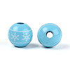 Christmas Spray Painted Schima Wood Beads WOOD-T032-35D-2