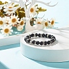 Natural Lava Rock Round Beaded Stretch Bracelet with Alloy Skull BJEW-JB07865-01-2