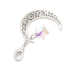 Alloy Moon & Glass Pendant Decorations HJEW-JM02689-06-4