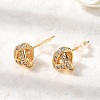 Knot Brass Micro Pave Clear Cubic Zirconia Stud Earrings EJEW-P331-04G-2