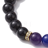 10 Round Om Mani Natural Obsidian & 8mm Round Mixed Stone Beaded Stretch Bracelets BJEW-JB10337-5