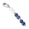 Faceted Round Natural Quartz Crystal & Lapis Lazuli & Kyanite Beaded Pendants PALLOY-JF03529-02-2