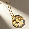 304 Stainless Steel Crystal Rhinestone Tree of Life Pendant Box Chain Necklaces for Women NJEW-F370-01A-G-1