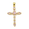 Cross Rack Plating Brass Cubic Zirconia Pendants KK-Z053-13G-03-1