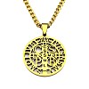 201 Stainless Steel Saint Benedict Medal Pendant Necklaces with Cuban Link Chains for Men FS-WG2A1DE-02-4