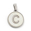 304 Stainless Steel with White Shell Pendants STAS-G268-01C-P-2