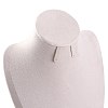 Bust Shaped Microfiber & Wood Jewelry Necklace & Earrings Display Stands NDIS-H042-01C-03-3