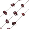 304 Stainless Steel with Dyed Natural Garnet Chip Link Chains CHS-G038-09P-03-1