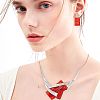 Rectangle Alloy Acrylic Pendant Necklaces & Stud Dangle Earrings Sets for Women WG2ED14-01-1