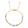 Bohemian Natural Gemstone & Seashell & Brass Beads Braided Bead Bracelets OF4081-5