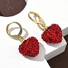 Heart Brass Rhinestone Leverback Earrings EJEW-K289-10G-3