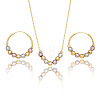 Brass Faceted Round Beaded Pendant Necklaces & Hoop Earrings for Women FS-WG48F31-01-3