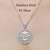 201 Stainless Steel Hollow Sun Pendant Necklace NJEW-OY001-72-3