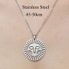 Non-Tarnish 201 Stainless Steel Hollow Sun Pendant Necklace NJEW-OY001-72-3