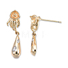 Brass Pave Clear Cubic Zirconia Hand with Teardrop Dangle Stud Earring Findings KK-N232-477LG-B-3