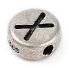 925 Sterling Silver Flat Round with Letter Beads LS-STER-G044-01AS-X-2