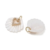Natural Freshwater Shell & Brass & Clear Cubic Zirconia Pendants PALLOY-JF06026-2