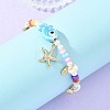 Ocean 304 Stainless Steel Starfish Shell Shape Charm Bracelets BJEW-JB14275-2