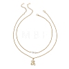 Alloy Bear and White Round Pendant 304 Stainless Steel Cable Chain Double Layer Necklaces for Women NJEW-JN05758-01-2