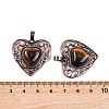 Natural Tiger Eye Peach Love Heart Pendants G-G158-01-01-3