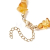 Natural Pearl Rice and Natural Amber Chip Beaded Necklaces NJEW-JN05883-5