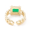 Green Cubic Zirconia Rectangle Cuff Ring KK-D067-35G-RS-3