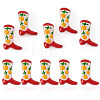 5Pcs Boot Baking Paint Glass Enamel  Beads LAMP-TADJ0001-08A-2