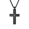 304 Stainless Steel with Wood Religion Cross Pendant Box Chain Necklaces for Men FS-WGA9A37-01-2