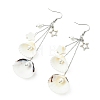 Shell & Brass & 304 Stainless Steel Dangle Earrings EJEW-TA00809-4